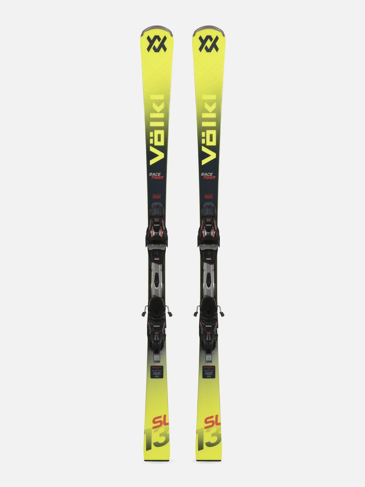 Völkl Racetiger SL Slalom Carver gelb schwarz inklusive Marker rMotion3 Bindung Draufsicht